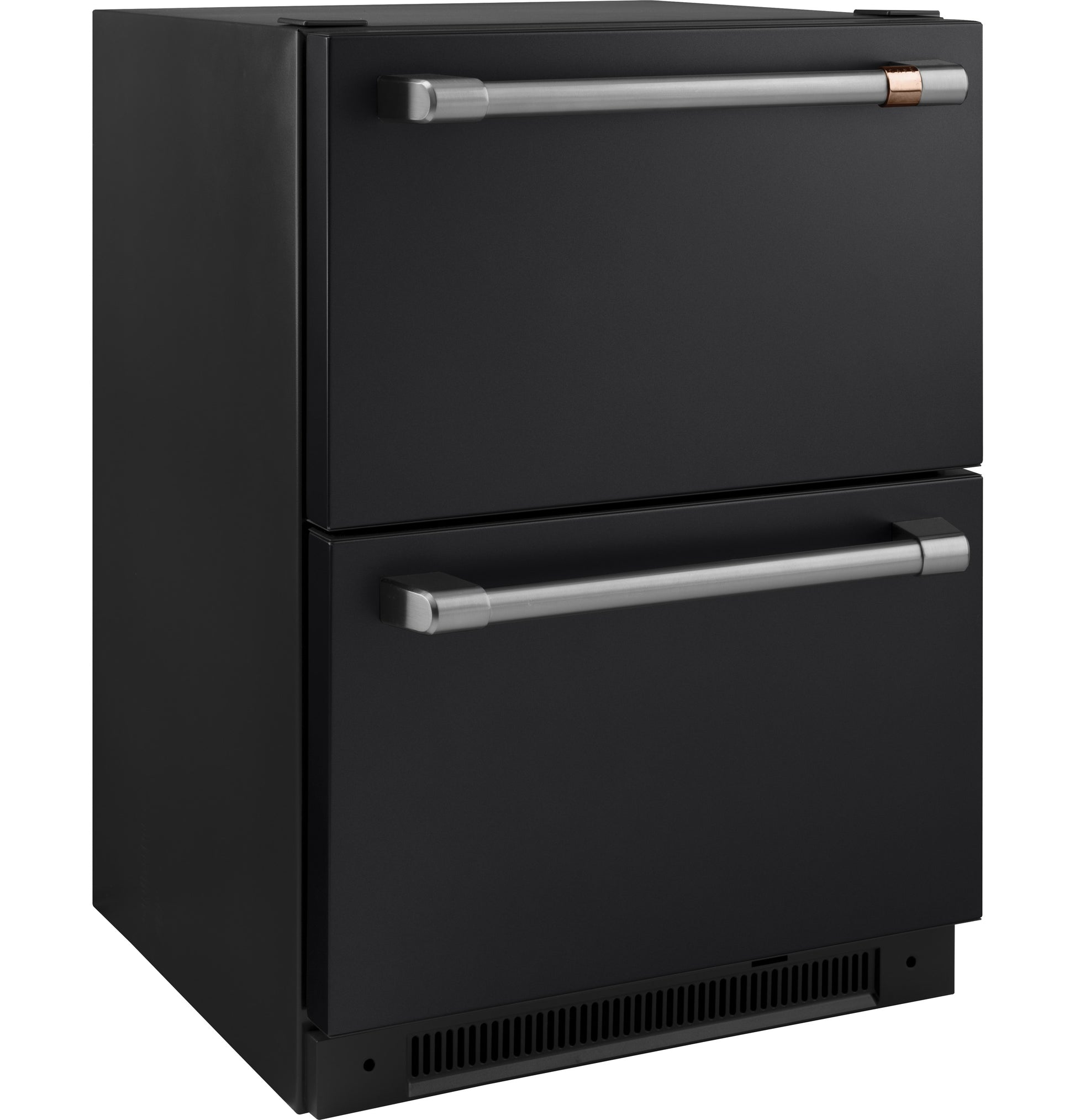 Black built-in dual-drawer refrigerator with sleek horizontal handles in refrigerators and kitchen appliances collection
