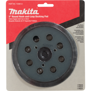 Makita 5-inch round hook and loop sanding pad with eight dust extraction holes in parts and hand tools under $50 collection