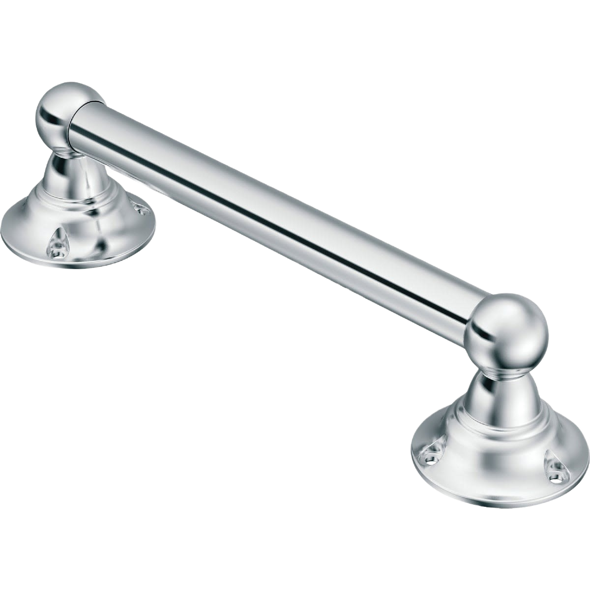 Polished chrome safety grab bar with ergonomic hand grip for support in home improvement projects