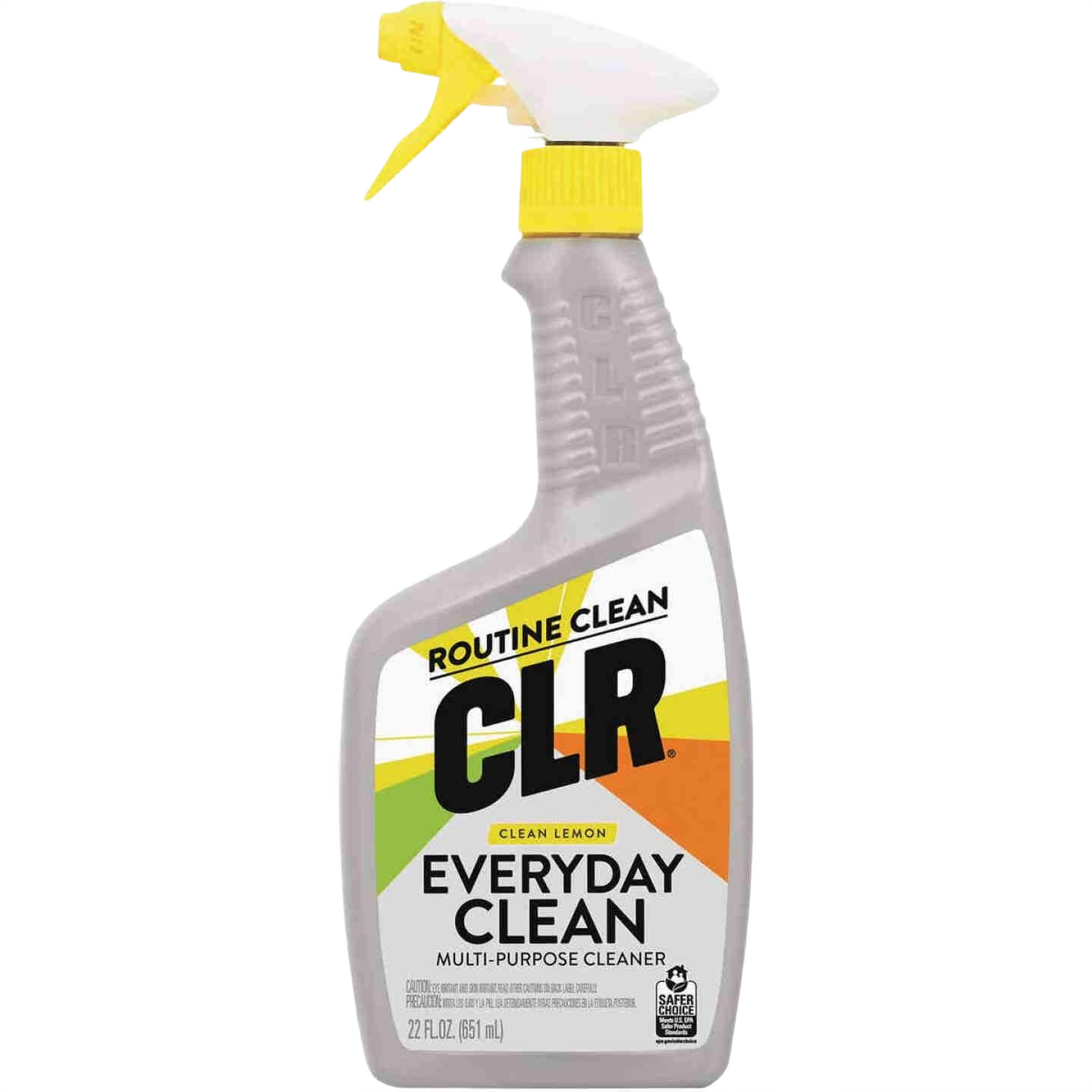 Spray bottle of CLR Lemon Everyday Clean multi-purpose cleaner for household dirt and grime in cleaning supplies.
