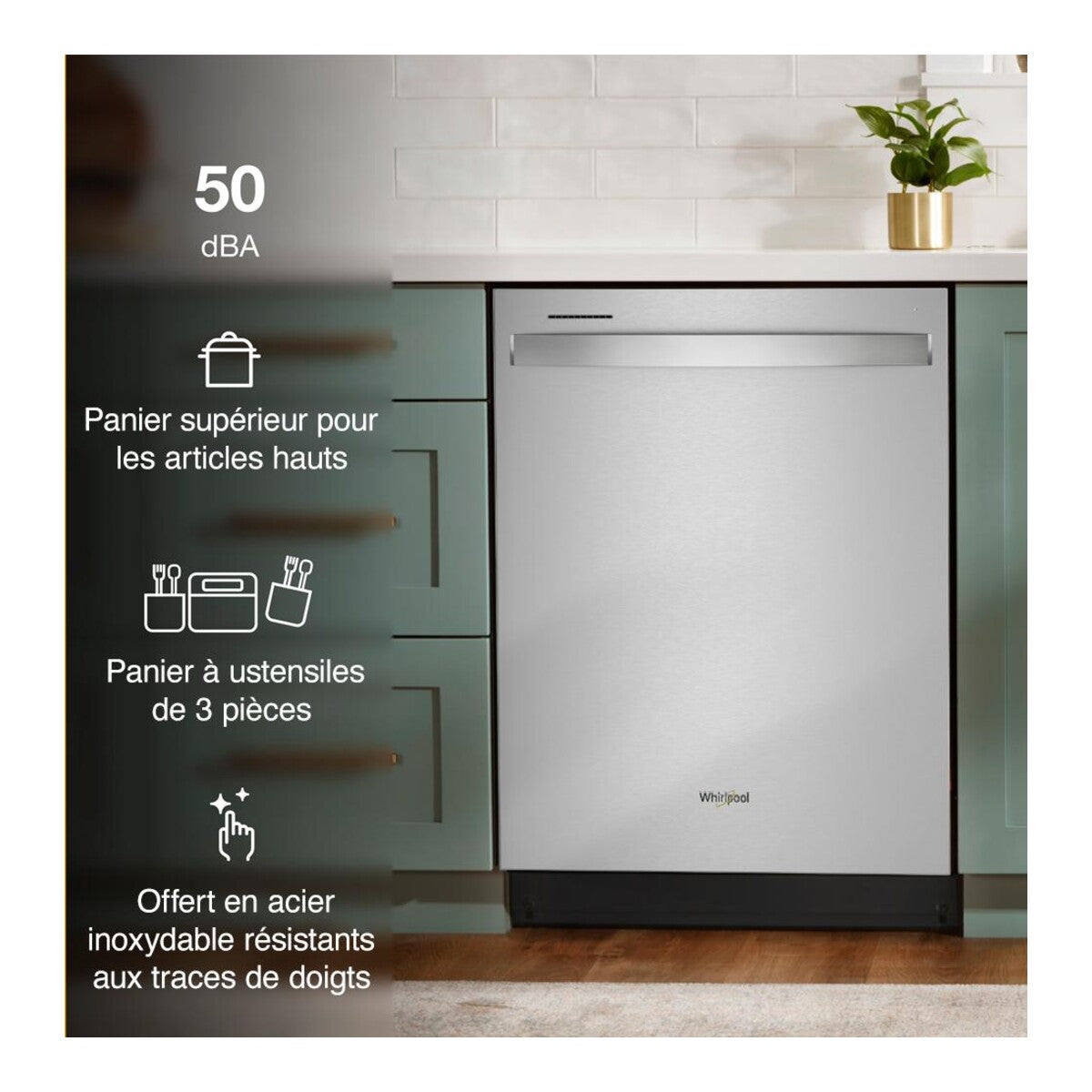 24” Stainless Steel Dishwasher with AI Intelligent Wash and Tall Top Rack