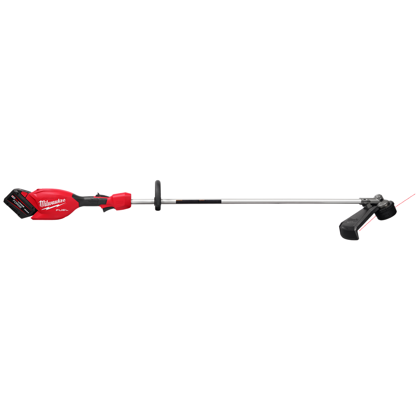 Red and silver cordless string trimmer with adjustable handle and metal shaft for yard and home improvement tasks