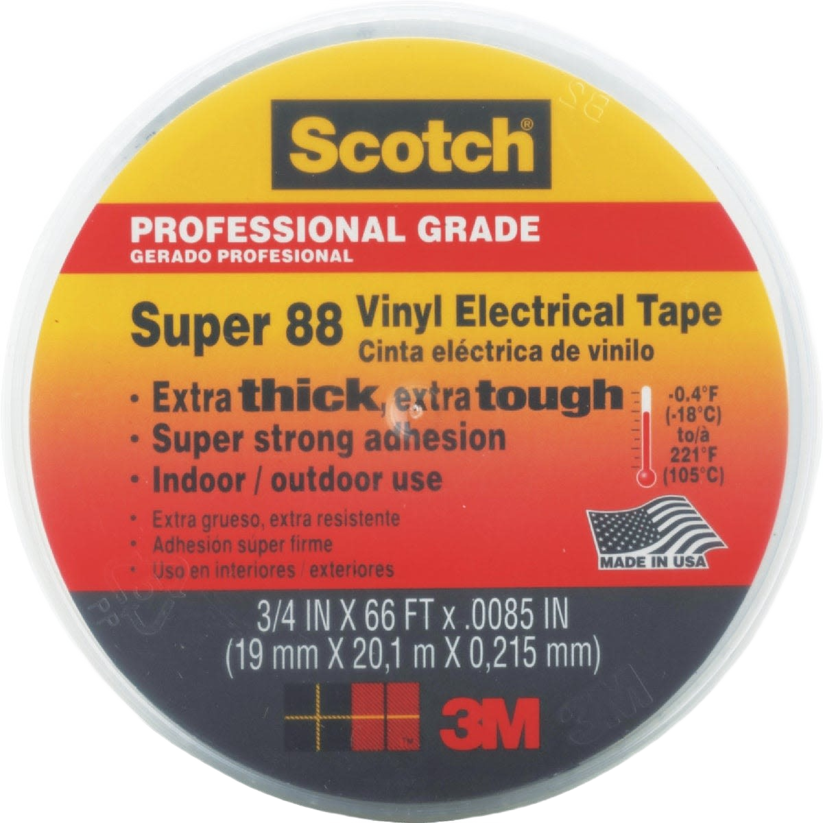 Roll of Scotch vinyl electrical tape with weather resistance and strong adhesion for indoor and outdoor electrical tools use