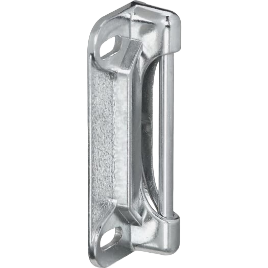 Zinc-plated spring-loaded screen door strike plate for secure latching in door accessories and hardware collections