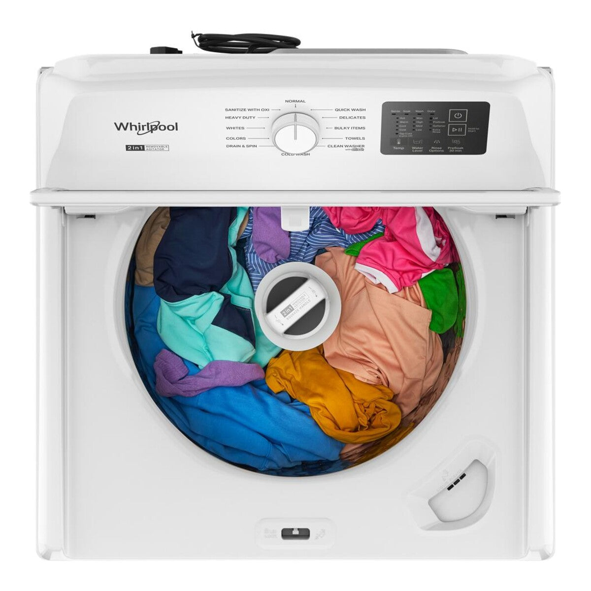 4.2–4.3 Cu. Ft. Whirlpool® Top Load Washer with 2-in-1 Removable Agitator and Soft Close Glass Lid