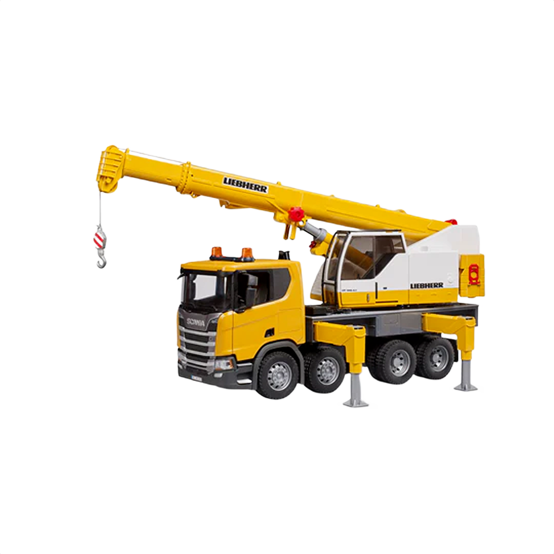 Yellow and white Bruder crane truck with extendable boom in Vehicles & Remote Controlled Toys collection