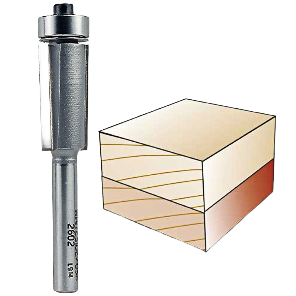 Whiteside flush trim router bit for precise pattern-guided trimming in woodworking and home improvement tools collections