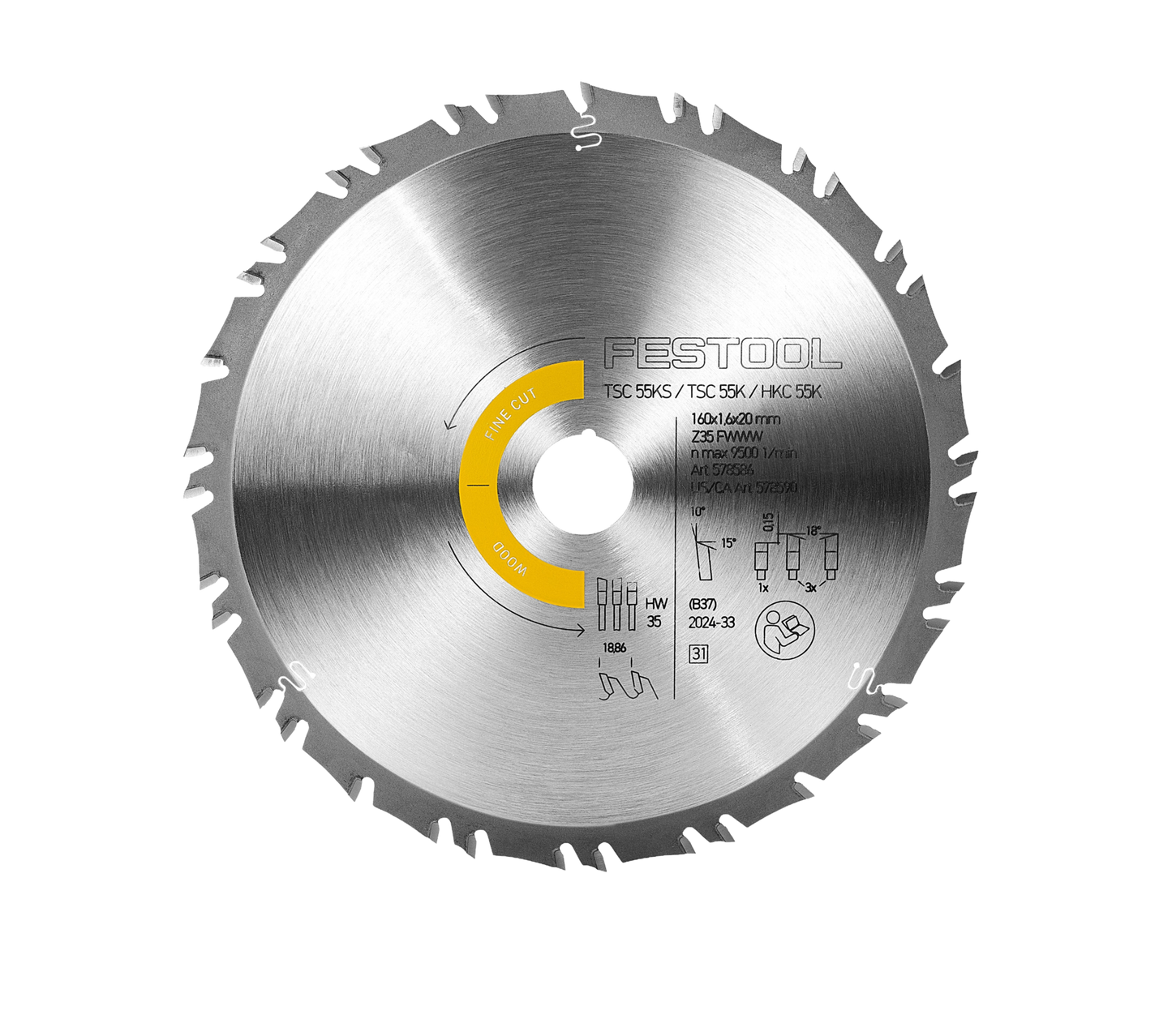 Festool 578590 Saw Blade WOOD FINE CUT HW 160x1,6x20 FWWW35