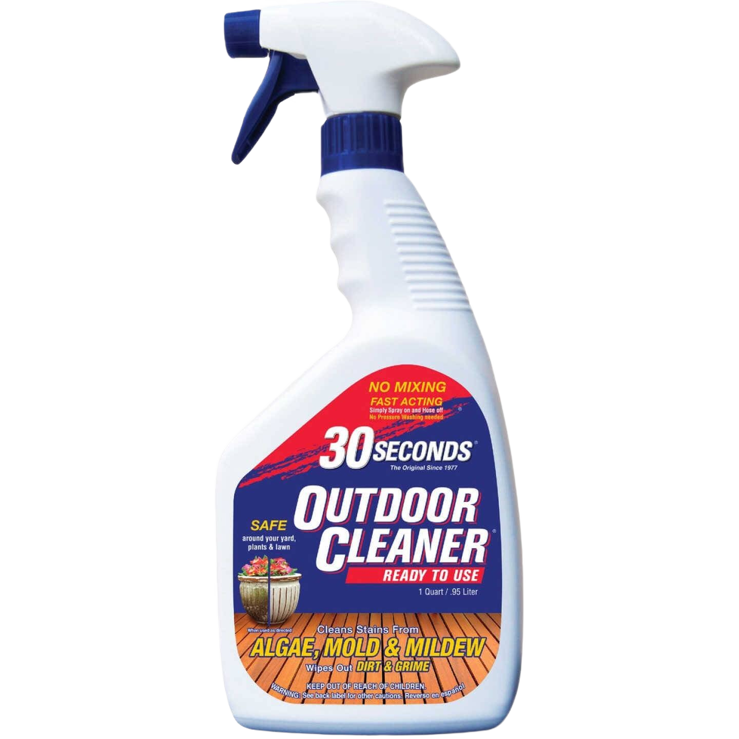 Quart-sized ready-to-use outdoor cleaner spray for removing algae, mold, and mildew from home improvement projects