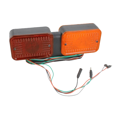 Dual rectangular amber and red lenses with wiring for John Deere left hand turn signal light part