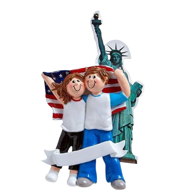 Couple figurine ornament with American flag and Statue of Liberty in Christmas Ornaments & Tree Decorations under $50 collection