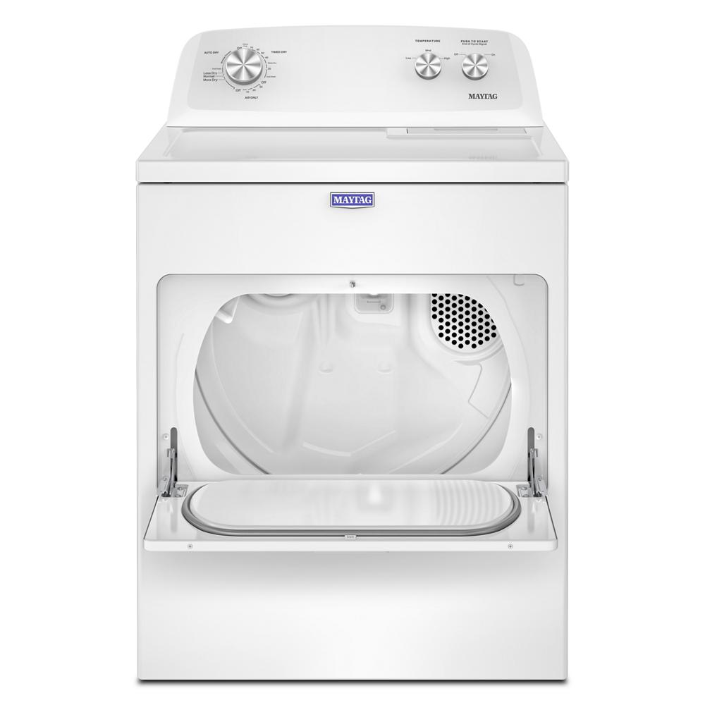 White top load electric dryer with wrinkle prevent feature and hamper door open in washers and dryers collection