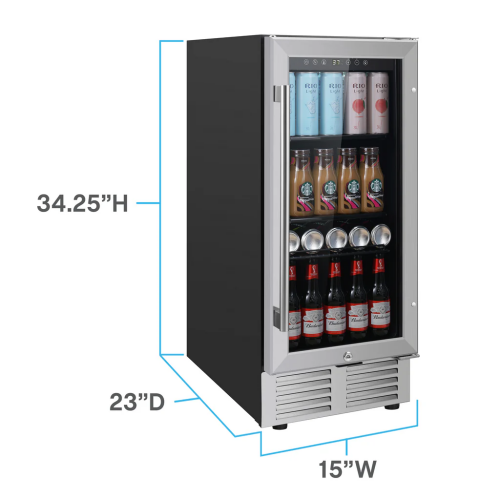 3.1 Cu. Ft. Beverage Cooler w Interior Digital Display & Control / Reversible Glass Door w/Stainless Steel Frame & Handle