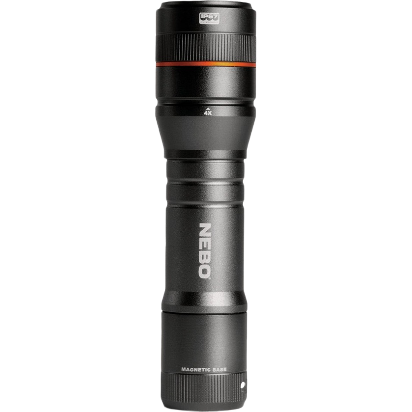 Black compact handheld LED flashlight with adjustable zoom and magnetic base for versatile home improvement use