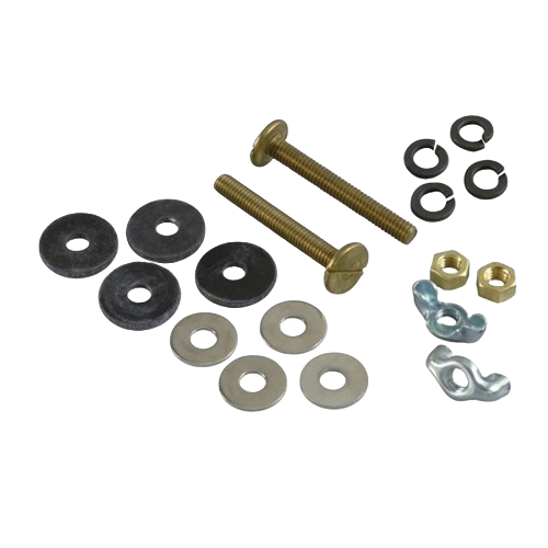 Set of tank to bowl bolts with washers, nuts, and clips for plumbing parts and toilet repair projects under $50 collections