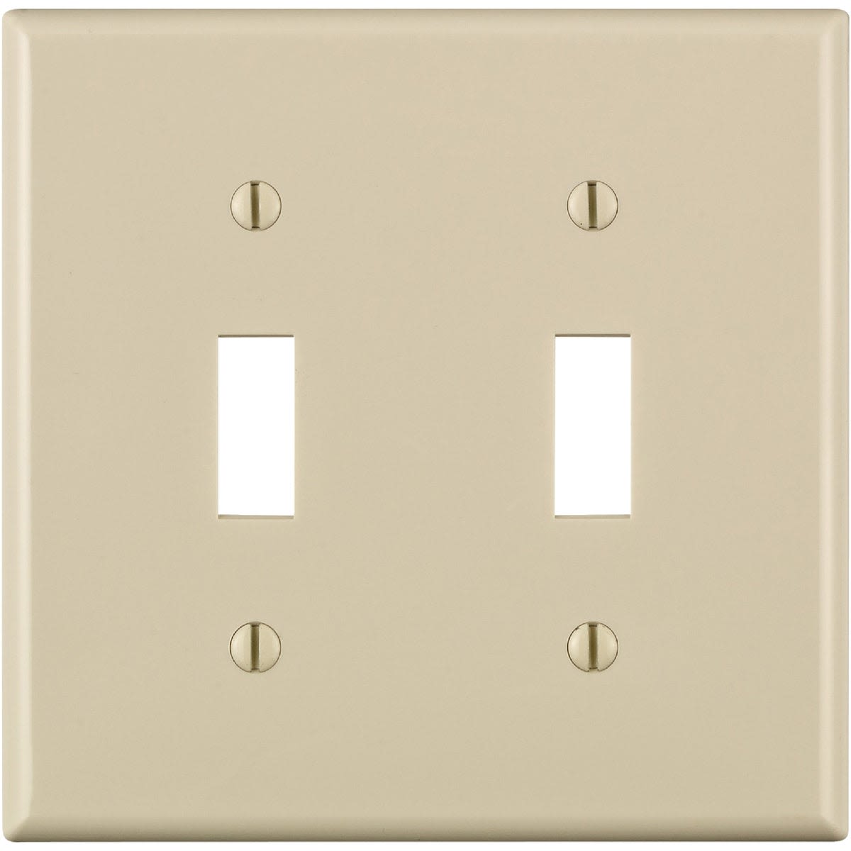 Beige nylon double switch wall plate with screws, suitable for electrical and wall plate applications under $50