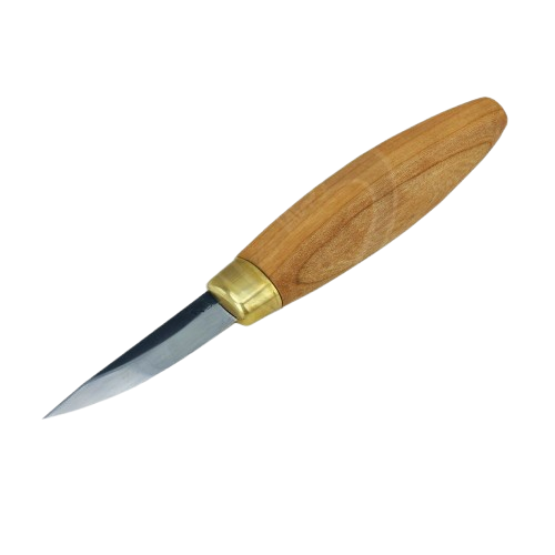 Wood carving knife with a polished metal blade and smooth wooden handle for detailed craftwork and home improvement tasks