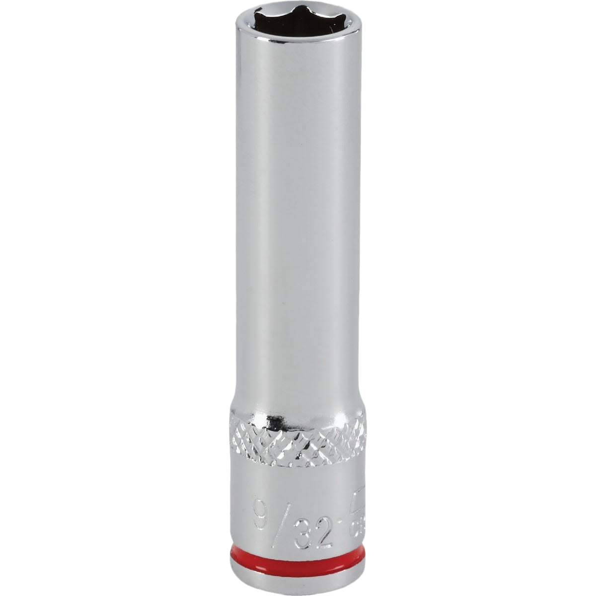 6-point deep socket with color-coded band for easy size identification in hand tools and woodworking collections