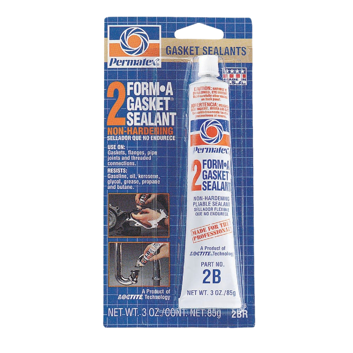 Tube of Permatex non-hardening gasket sealant in retail packaging for tools and home improvement use