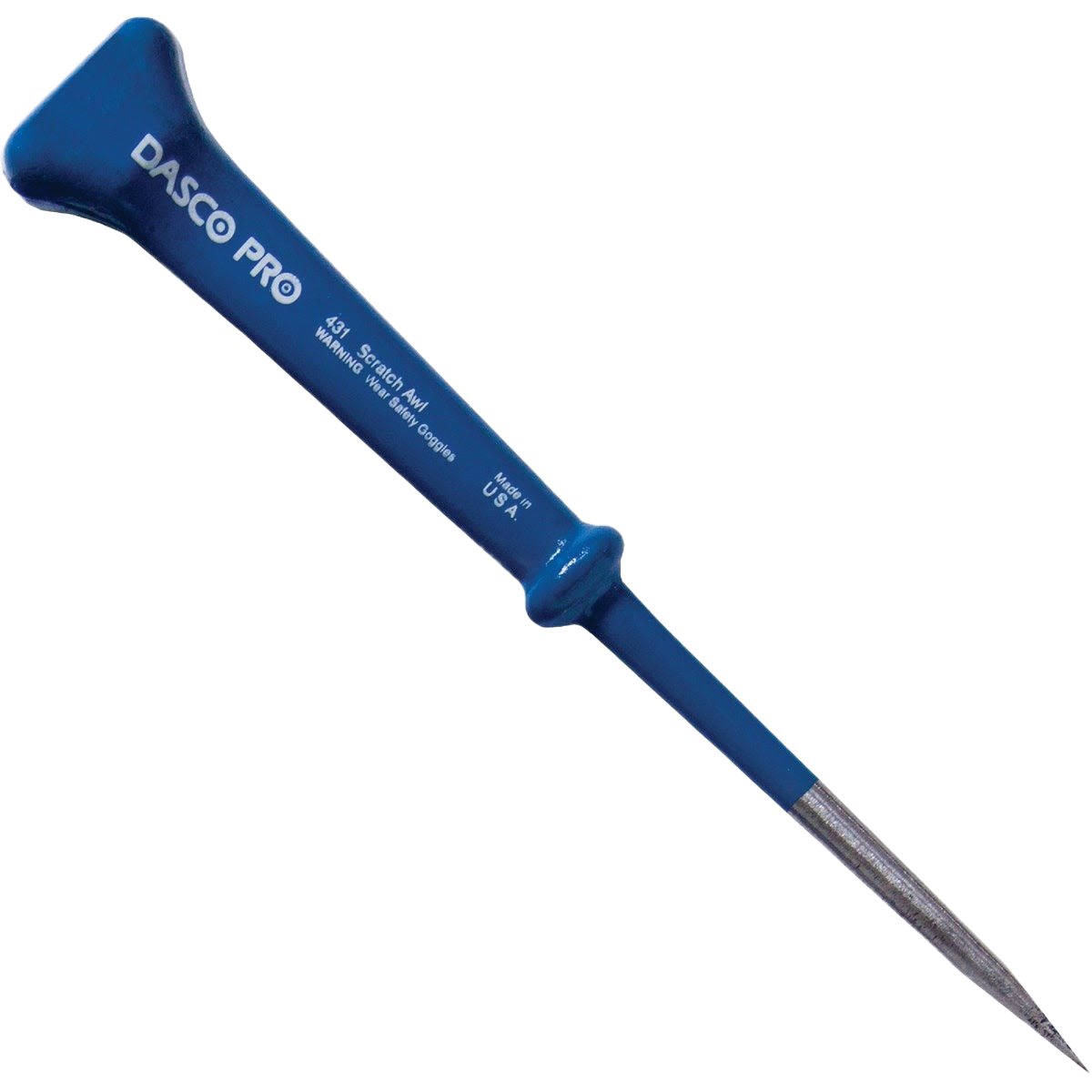 Blue forged steel handle scratch awl designed for woodworking and measuring tools in hand tools collection under $50.