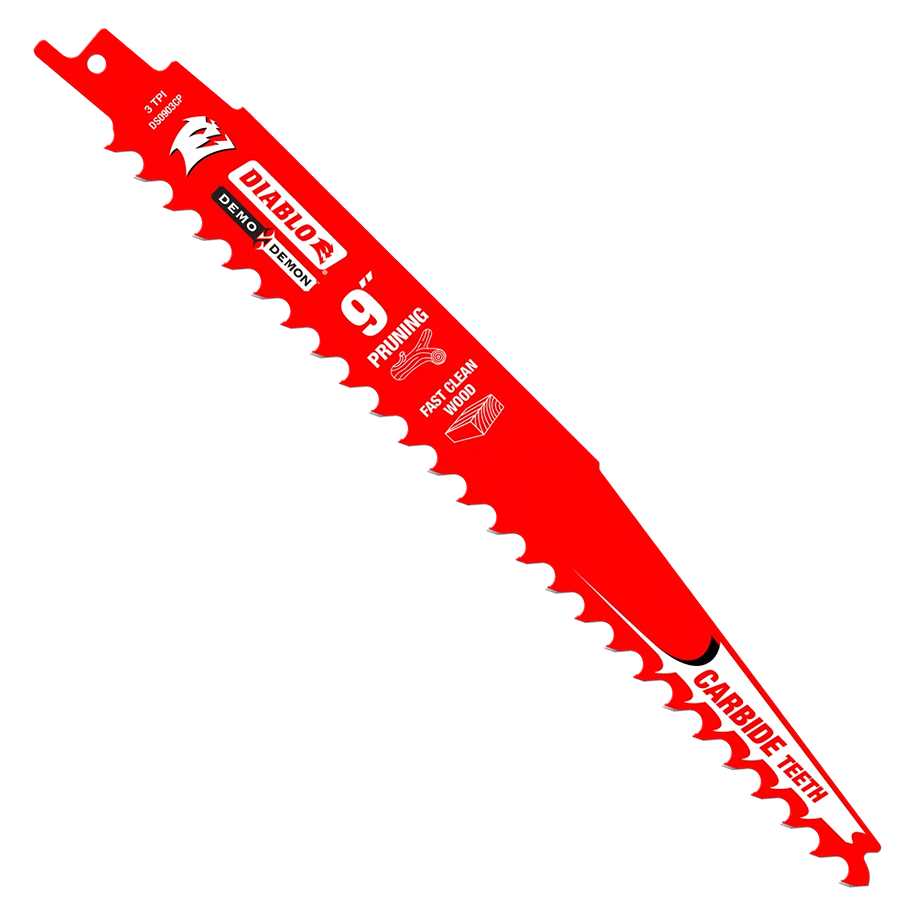 Red Diablo 9-inch carbide-tipped pruning saw blade in saw accessories for woodworking and power tool collections