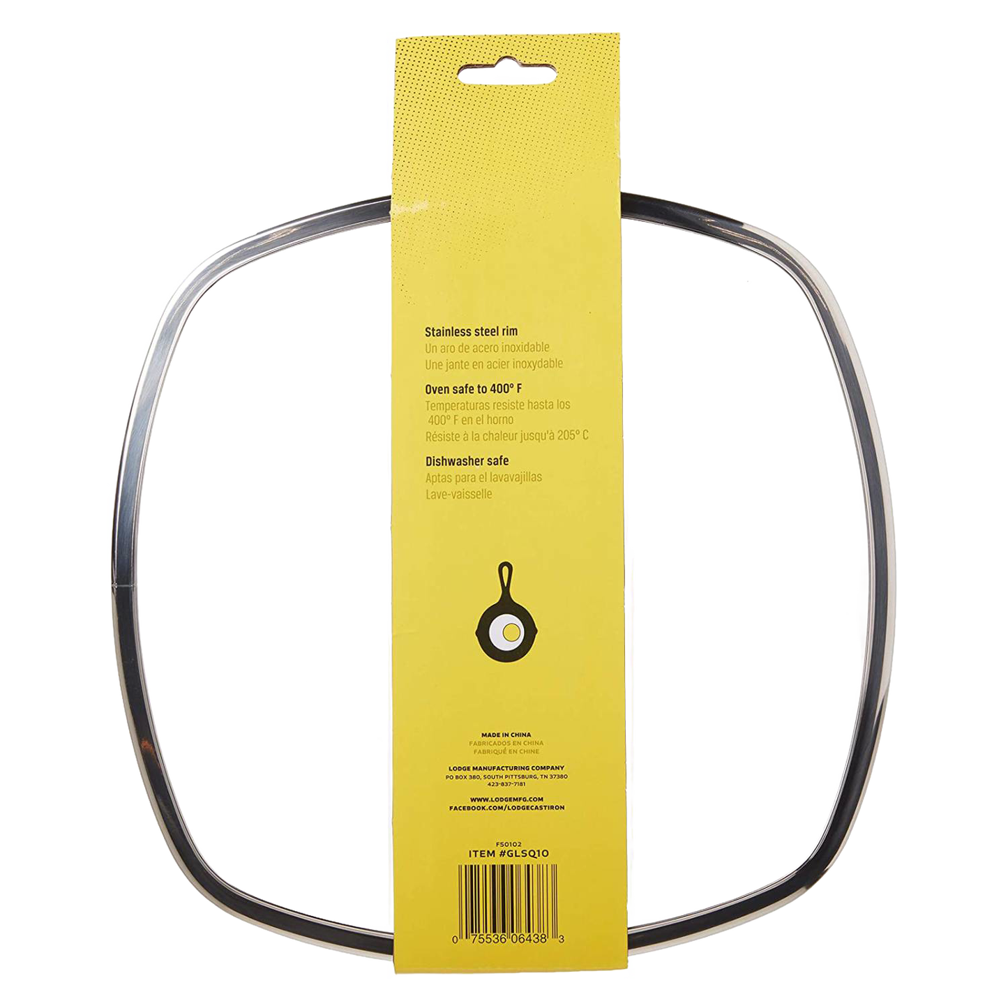 Square stainless steel rim designed for Lodge cast iron skillet lids, part of kitchenware and cookware collections under $50.