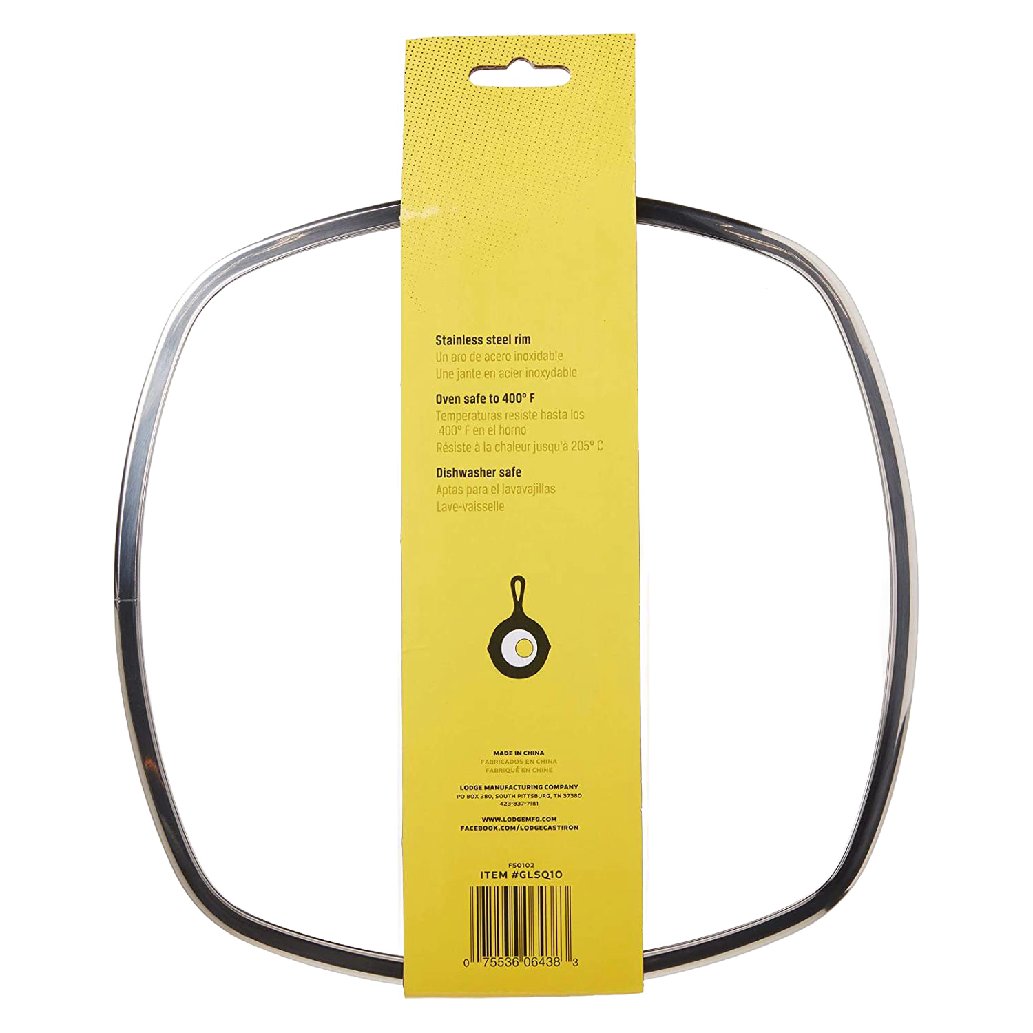 Square stainless steel rim designed for Lodge cast iron skillet lids, part of kitchenware and cookware collections under $50.