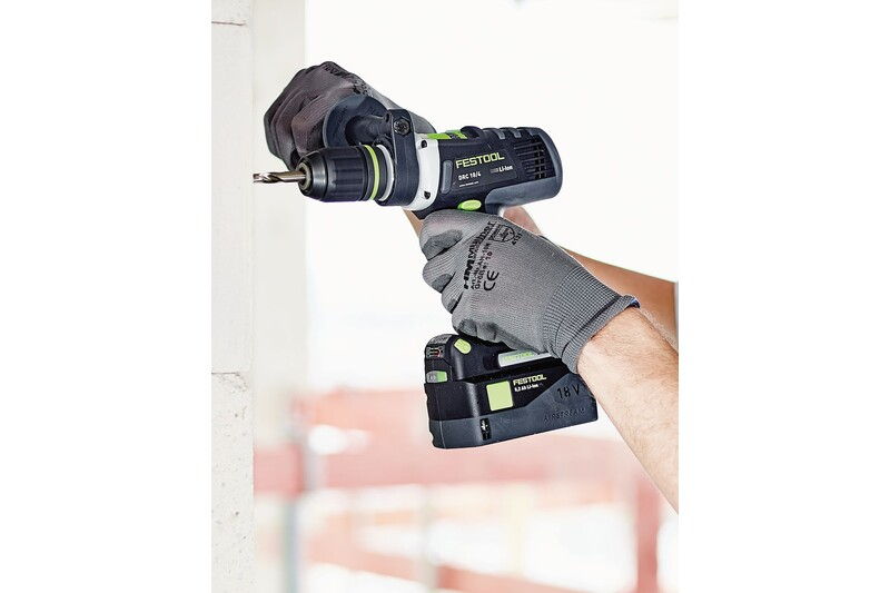 Cordless Festool drill with ergonomic grip and replacement bit used for home improvement and power tool accessories collections