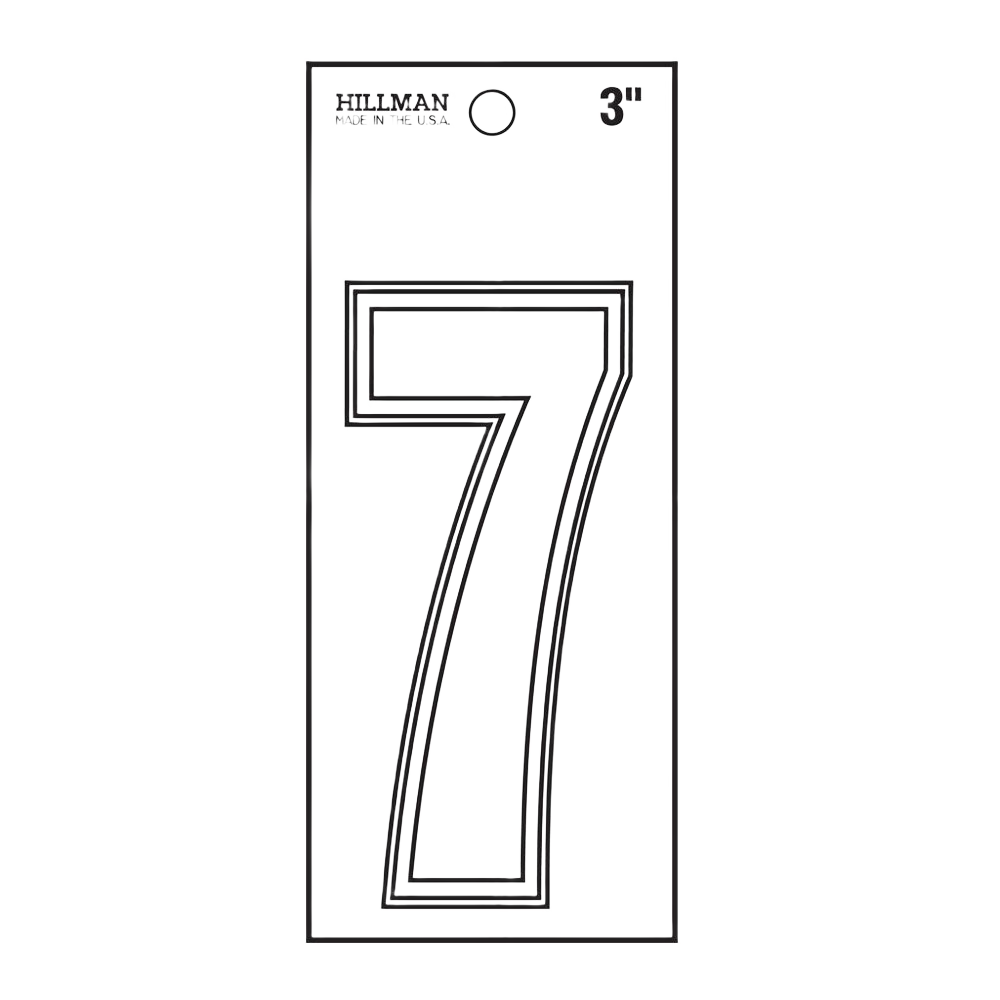 White matte vinyl die-cut number 7 sticker designed for use in home improvement and tool labeling projects