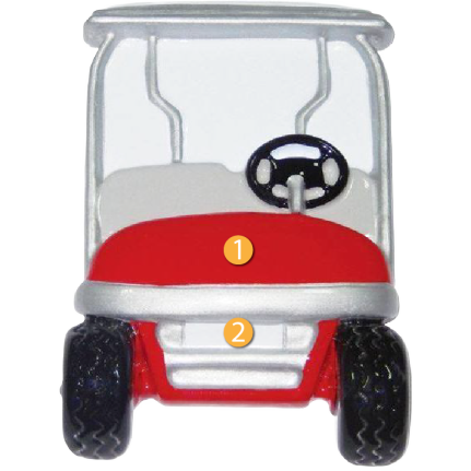 Red golf cart ornament with black wheels and white roof for Christmas Ornaments & Tree Decorations under $50 collection
