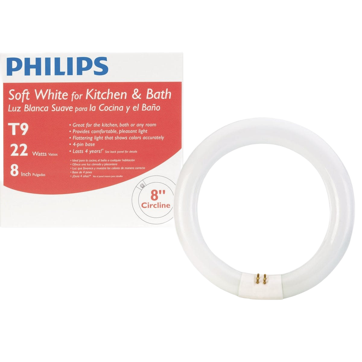 Philips 22 watt T9 soft white circline fluorescent tube light bulb with 4-pin base for lighting collections under $50