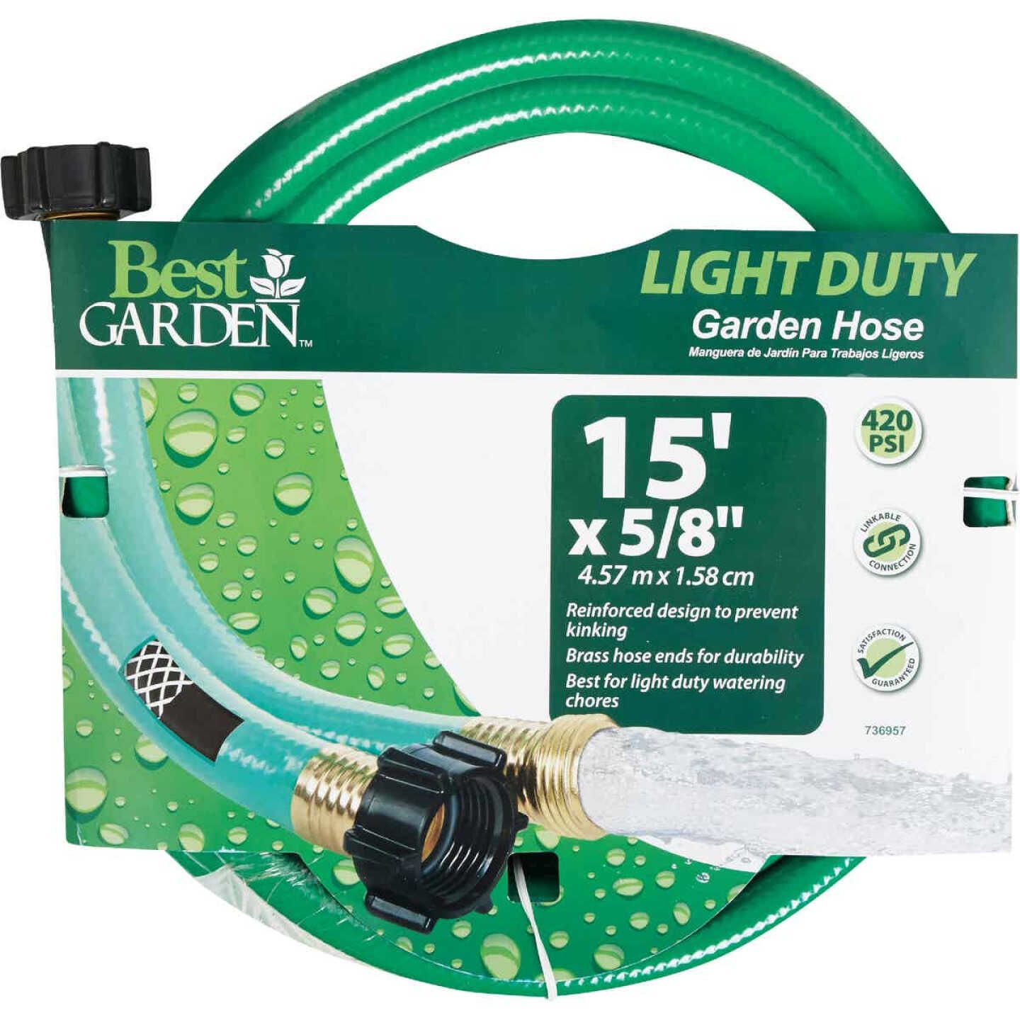 Green reinforced light-duty garden hose with brass couplings for watering tasks in lawn and garden under $50 collection