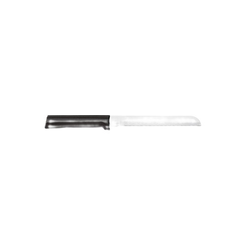 Serrated bread knife with black handle designed for precise slicing in Kitchenware and Cooking Utensils collections under $50