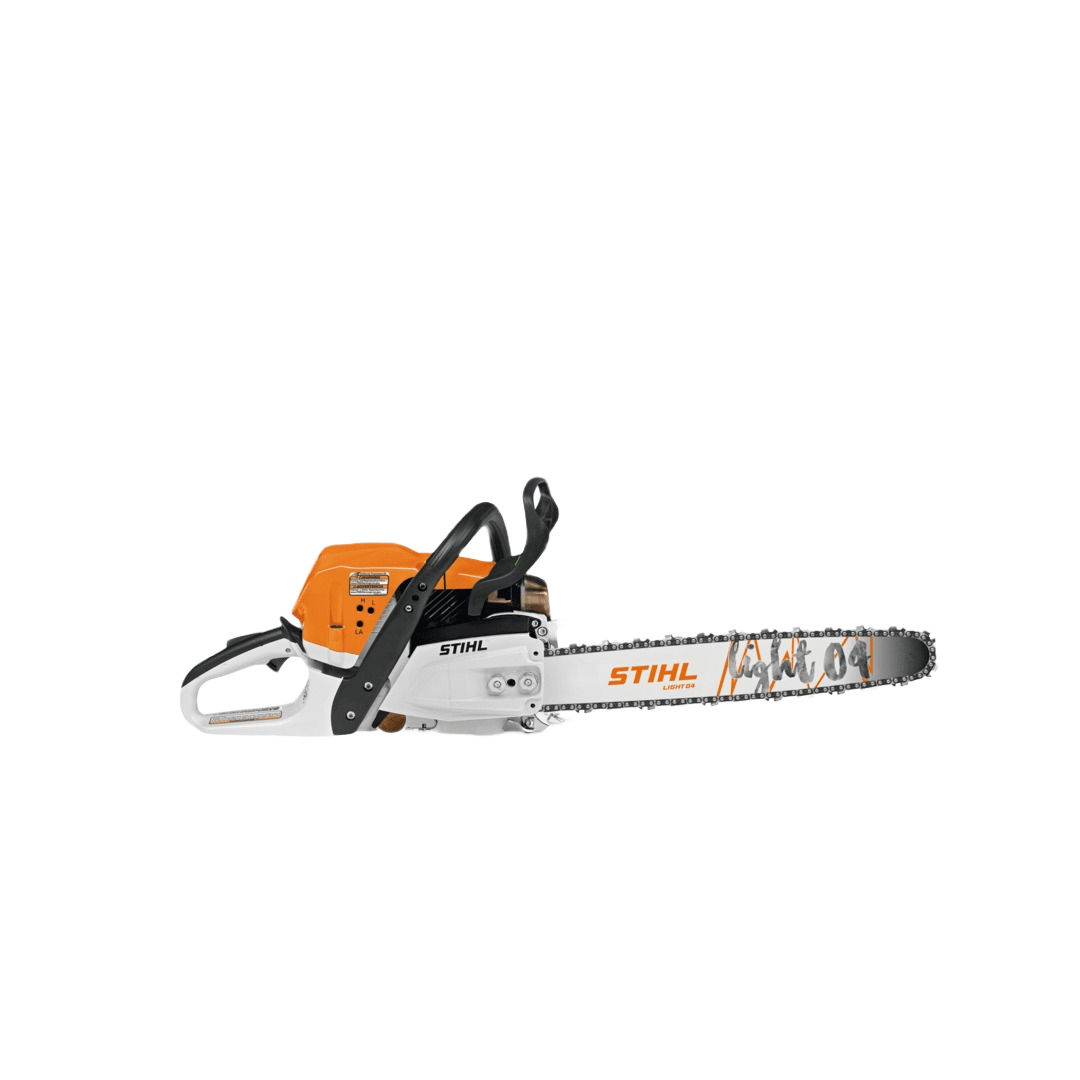 Orange and white gas-powered chainsaw with an 18-inch bar designed for tools and home improvement tasks