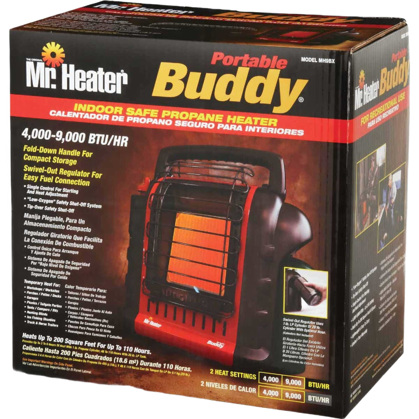 Boxed red and black portable radiant propane heater with safety features in Under $100 and All Products collections