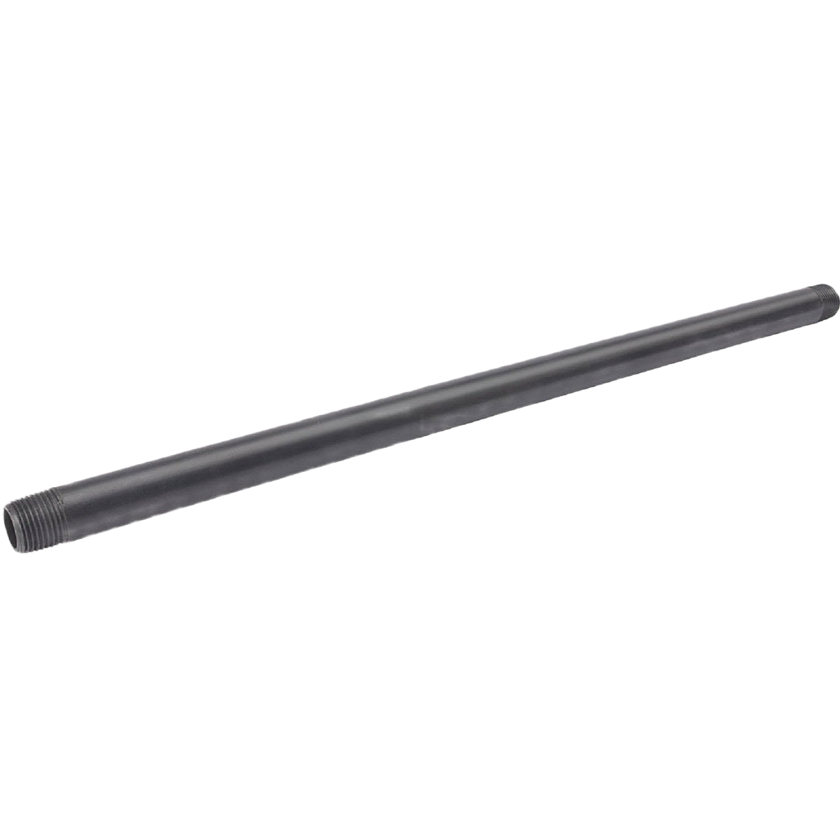 Long black Schedule 80 PVC pipe nipple with threaded end for plumbing and home improvement use