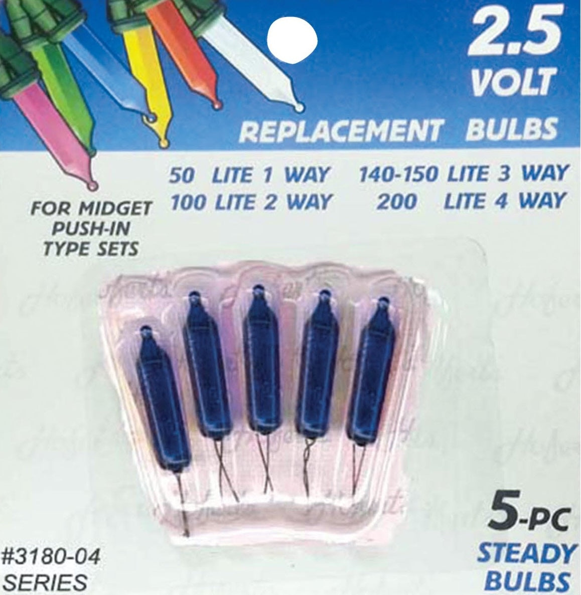 Pack of five 2.5V replacement bulbs for Christmas lights in home improvement and holiday decor collections