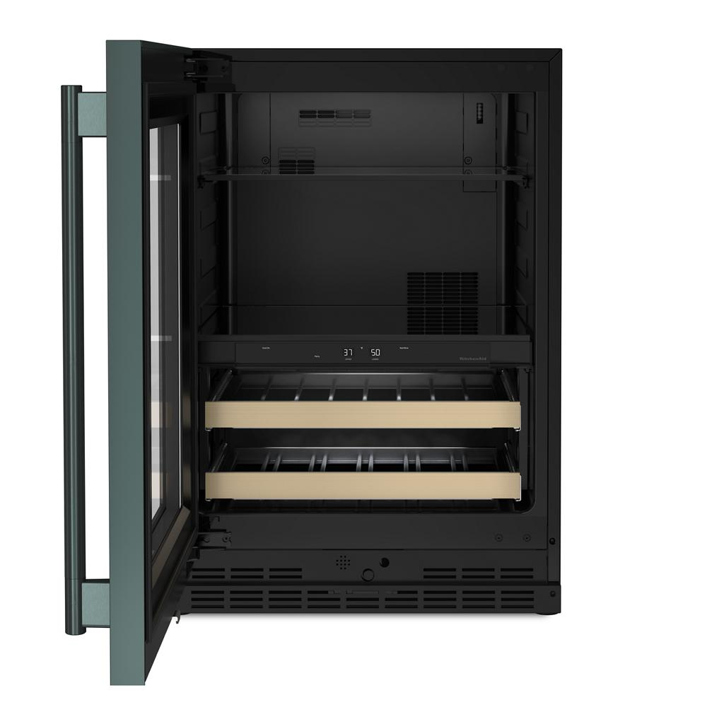 24" Beverage Center with Glass Door and Wood-Front Racks