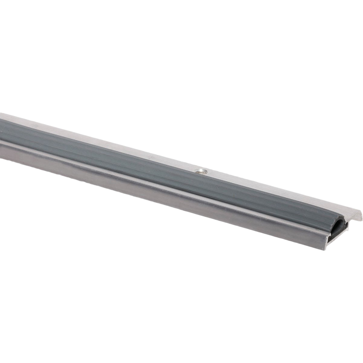 Silver aluminum and vinyl low-profile threshold with vinyl seal for protection in hardware and home improvement projects