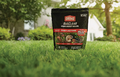Bag of Ortho BugClear fast-acting insect killer for effective outdoor lawn pest control in garden and lawn care collections