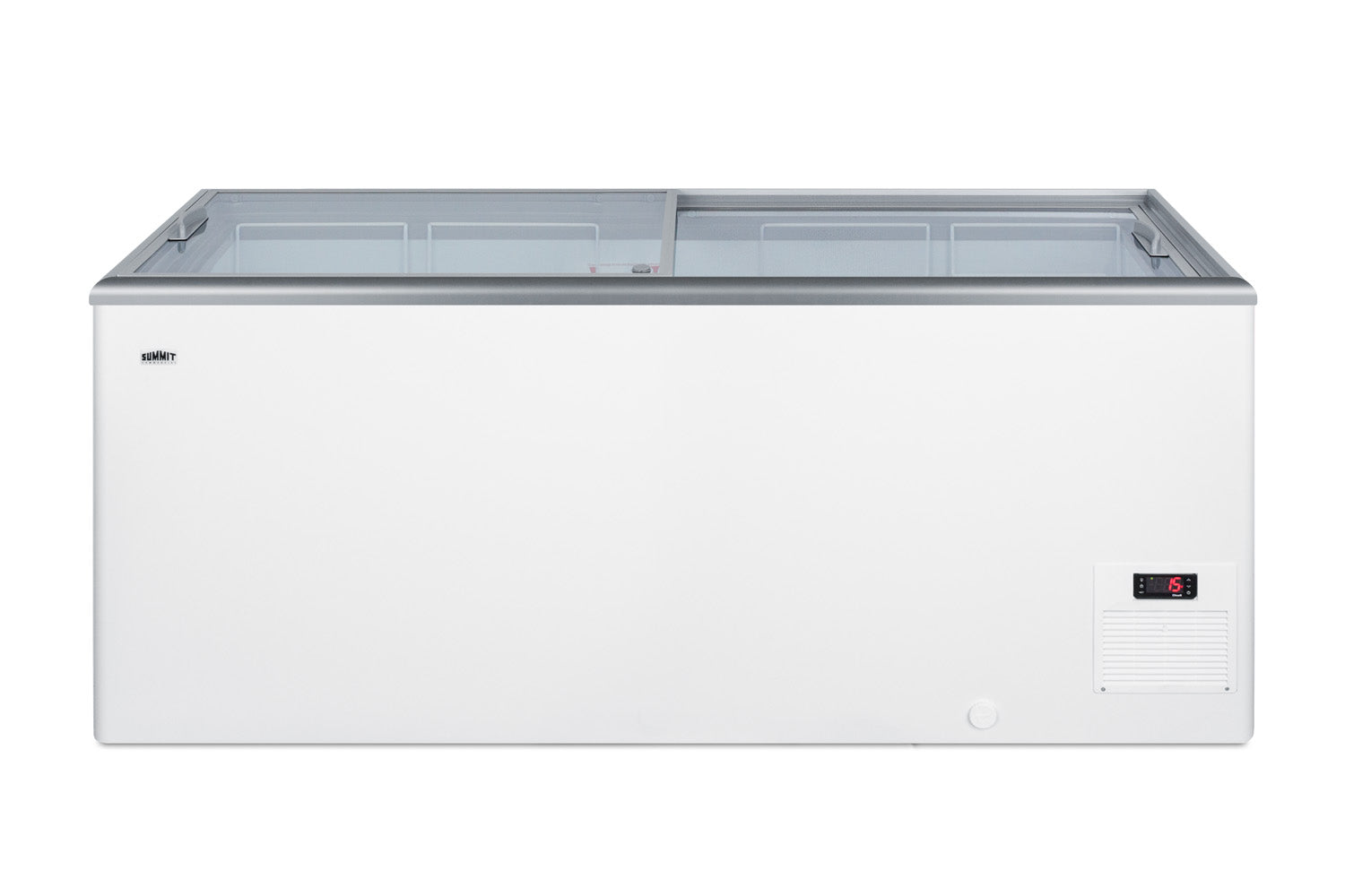 White chest freezer with dual tempered glass lids and digital temperature display in freezers and kitchenware collection