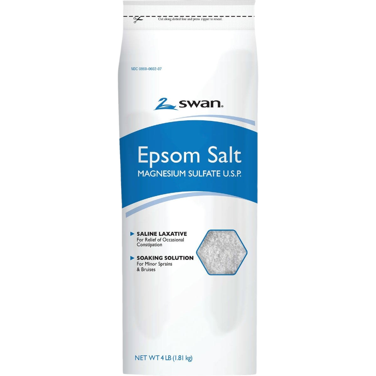 White and blue bag of Swan Epsom Salt for Bath & Body and Health & Beauty collections under $50