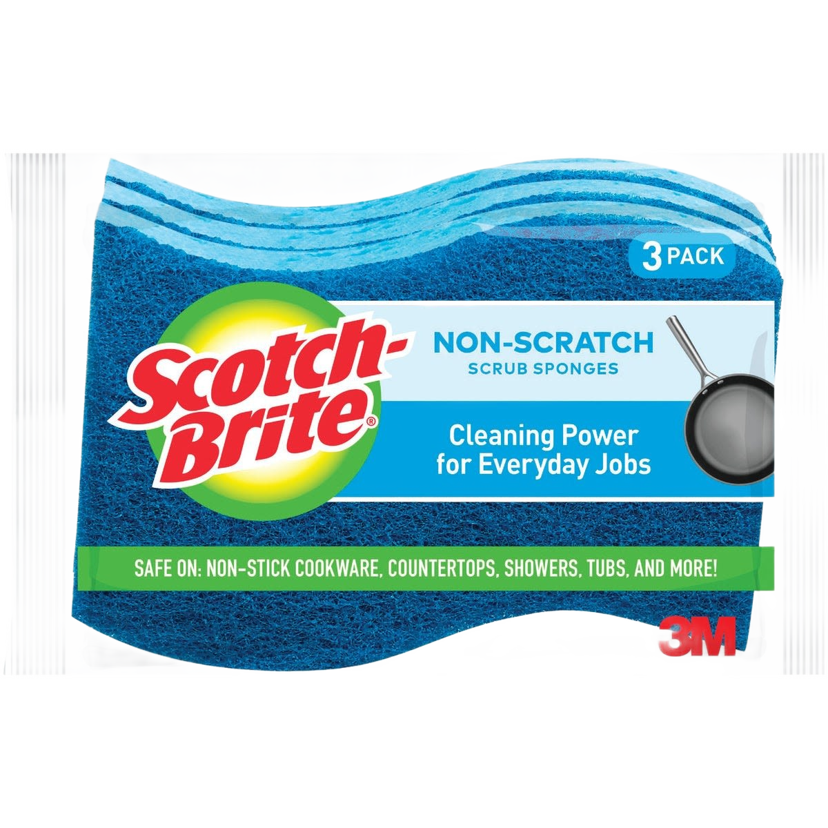Blue non-scratch scrub sponges for safe cleaning on cookware and surfaces in home improvement and cleaning tools collections