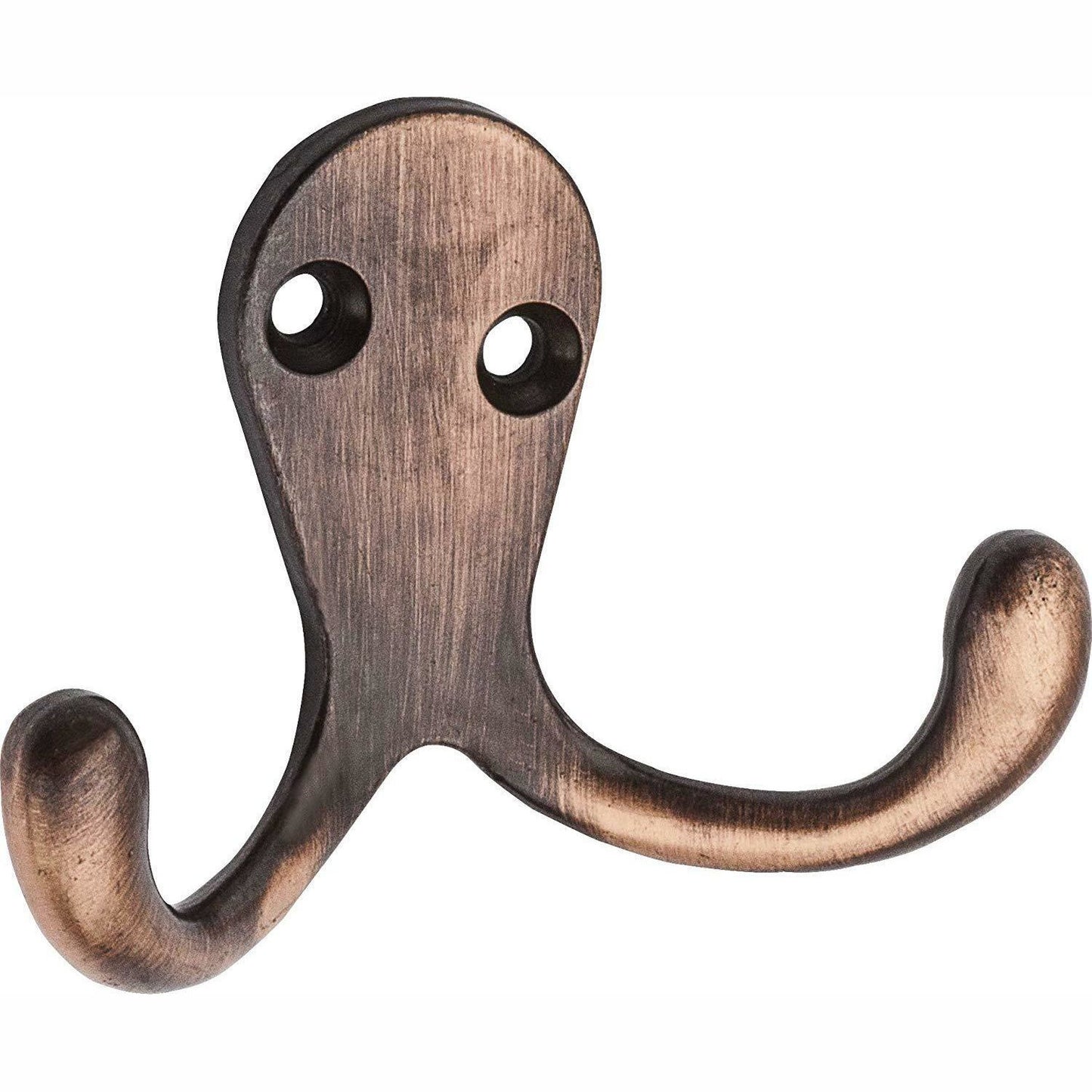 Antique bronze double hook with curved ends for hanging coats and hats in home storage and hardware projects