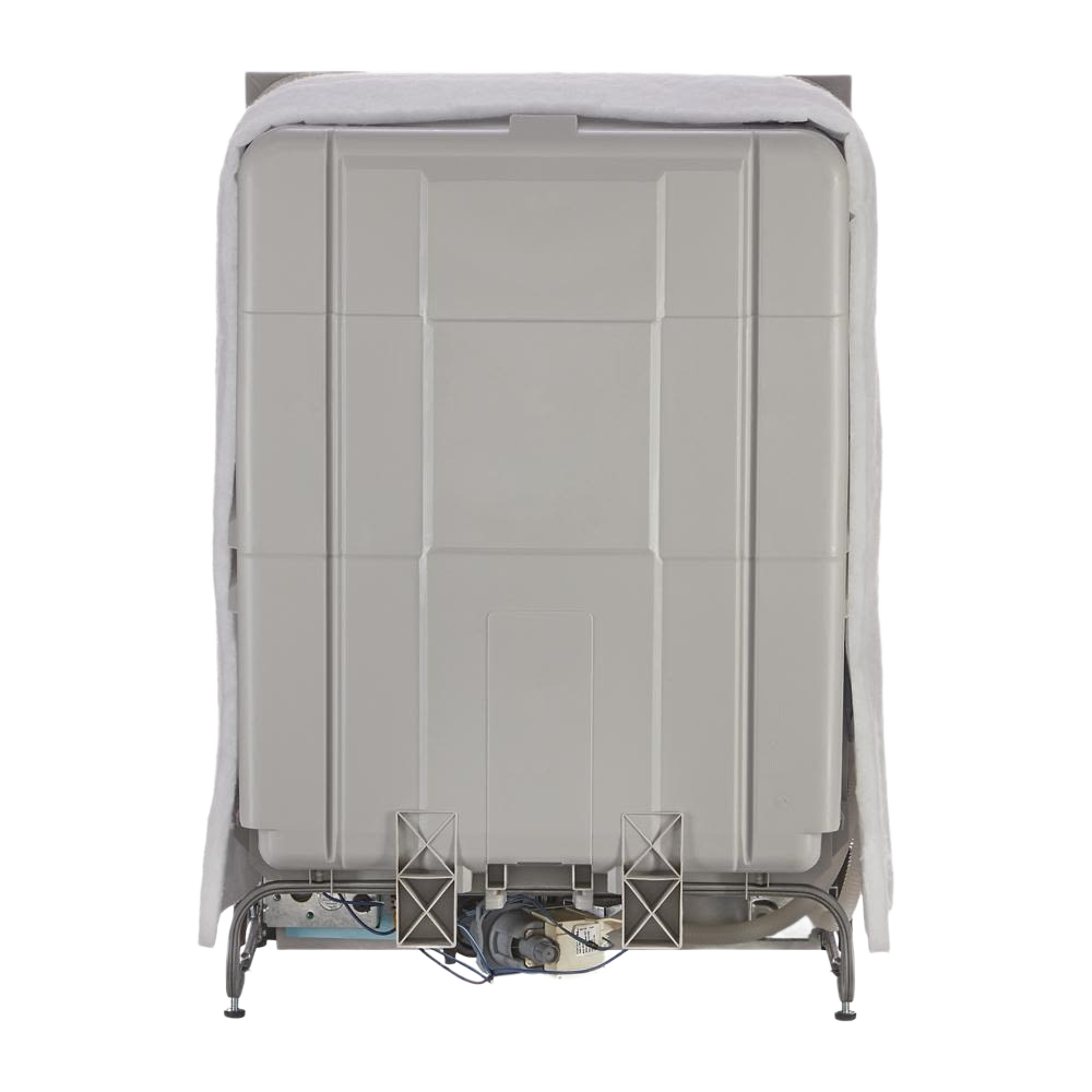 Rear view of quiet dishwasher with visible internal components and support frame in Appliances and Kitchen & Kitchenware collections