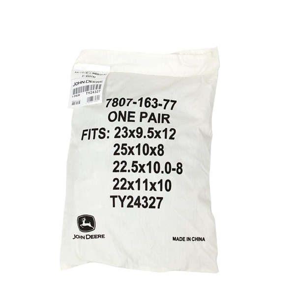 White storage bag branded with John Deere logo for tire chains fitting multiple tire sizes in tools and home improvement use