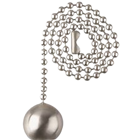 Beaded brushed nickel pull chain with flattened ball handle for lighting and ceiling fans in electrical accessories under $50 collections