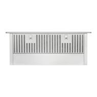 front view of stainless steel retractable downdraft vent with dual filters for kitchen ventilation and home improvement