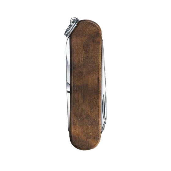 Compact pocket knife with European walnut wood handle, included in cutting tools, hand tools, and woodworking collections