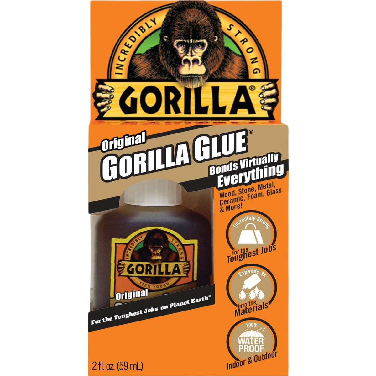2 oz bottle of Gorilla Original glue in orange packaging for home improvement in glue and adhesives under $25 collection